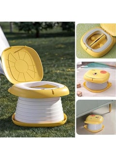 Gonice Portable Potty Training Seat for Toddler Travel,Toilet Potty Chair Potty Training Toilet Seat with Storage Bag Emergency Folding Toilet Toddler Travel Potty Seat Home Car Camping Use (Yellow)  - Image 3