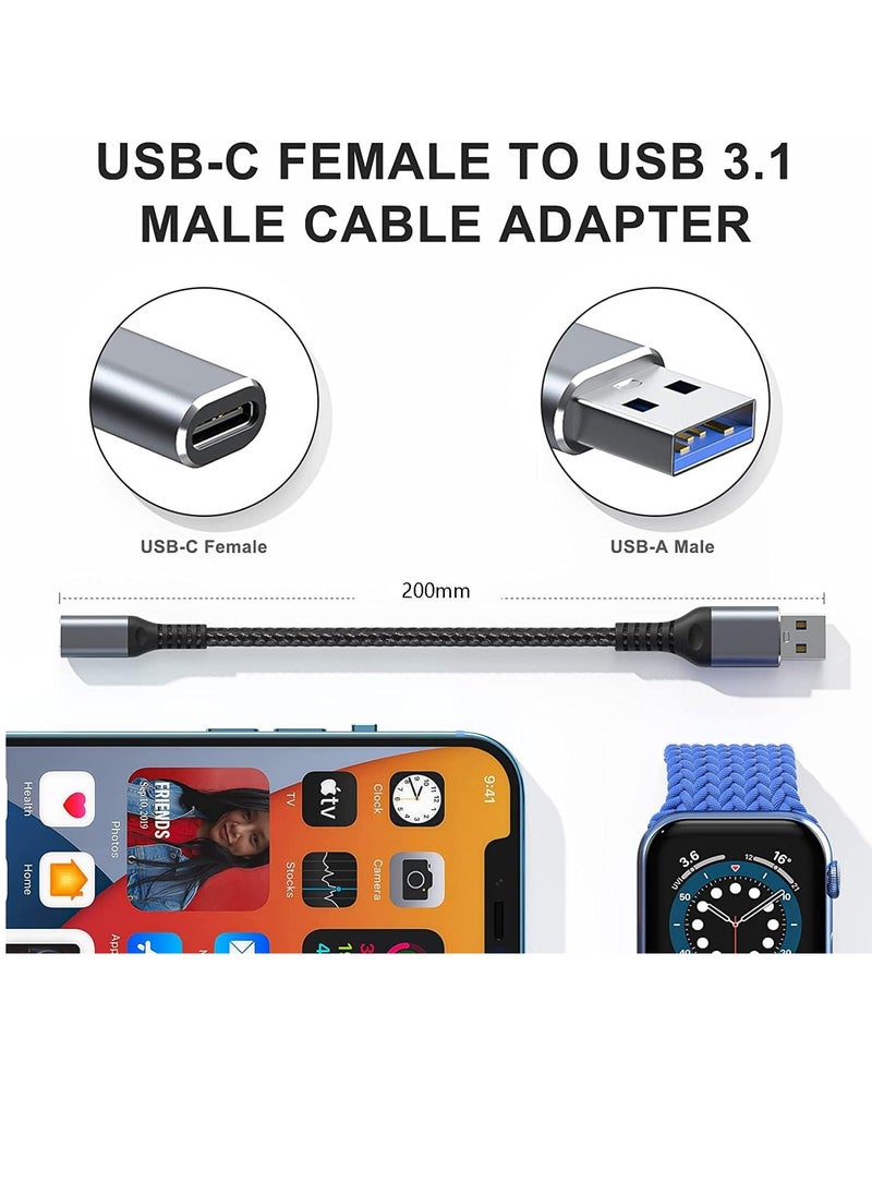 TYCOM - USB C Female to USB Male Adapter, 5inch USB A to Type C Connector, Compatible with iPhone 12 Mini/12 Pro Max/11 Pro Max, Type-C Earphone （2 Packs） - Image 1