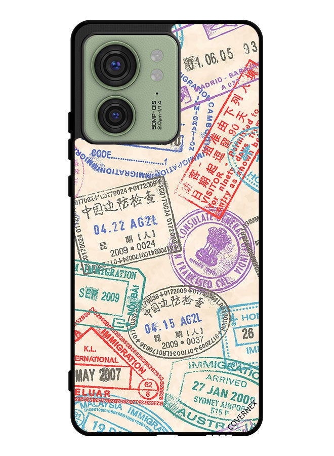 Covernex Protective Case Cover For Motorola Edge 40 Travel Stamps Pattern - Image 1