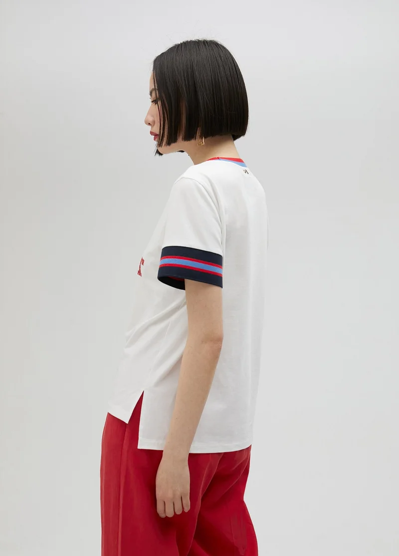 Lola Casademunt T-shirt with three-tone stripes on the sleeves