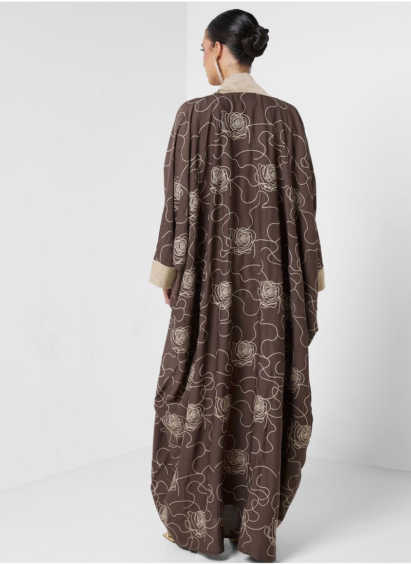 hayas closet - Embroidered Open Abaya - Image 1