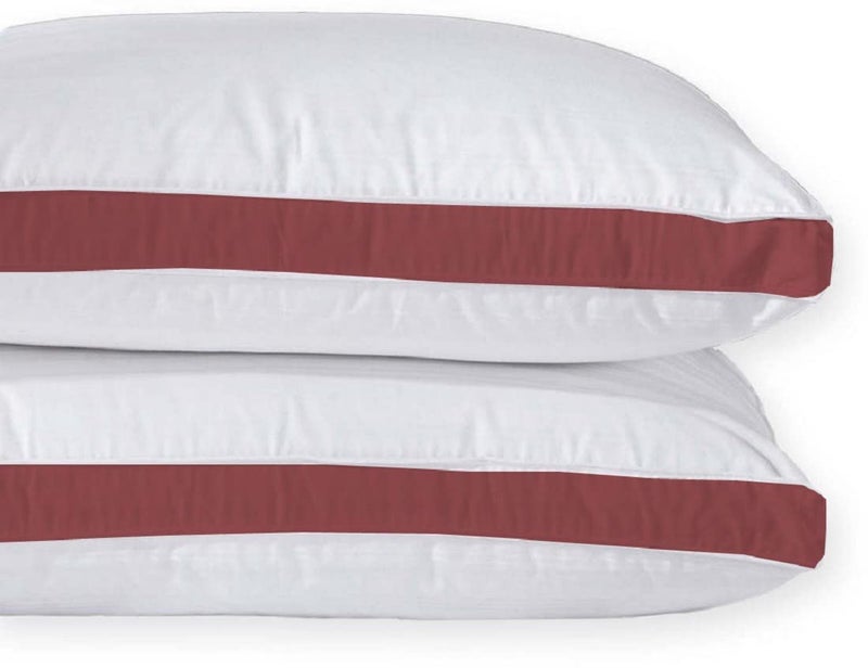 CRAZY WORLD Microfiber Bed Pillow for Sleeping - Down Alternative Ultrasoft Cotton Washable Pillow with Satin Gusset- Pack of 2 (Maroon) - Image 3
