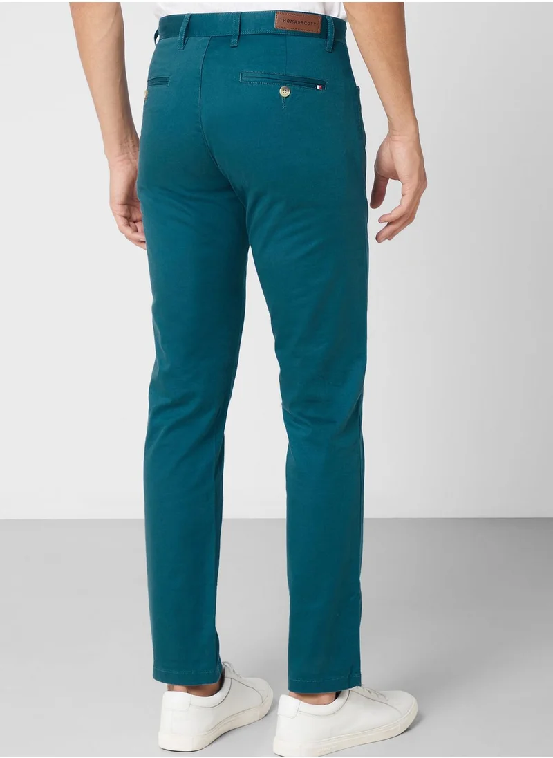 Thomas Scott Men Blue Easy Wash Regular Fit Sustainable Chinos Trousers