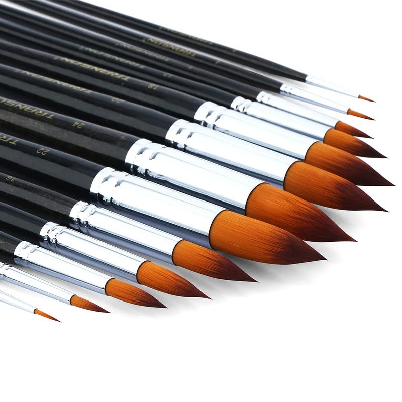 Transon 13pcs Round Paint Brush Set Synthetic Bristle Complete Round Brush Set for Watercolor Acrylic Gouache Ink Tempera - Image 4