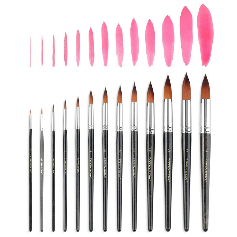 Transon 13pcs Round Paint Brush Set Synthetic Bristle Complete Round Brush Set for Watercolor Acrylic Gouache Ink Tempera - Image 5