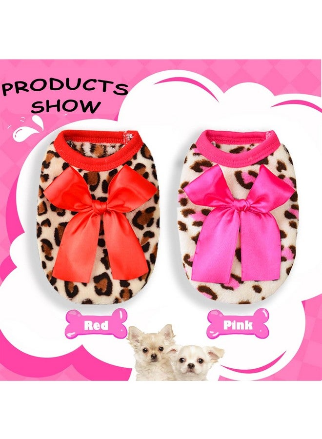 مجموعة من قطعتين من سترات الكلاب الصغيرة من الصوف بتصميم شيواوا، مقاس XXS~S، ملابس كلاب يوركشاير تيرير صغيرة الحجم، سترات شتوية دافئة للجراء، مناسبة للأولاد والبنات والجراء الصغيرة، مناسبة للسلالات الصغيرة جدًا (وردي + أحمر، صغير) - Image 3