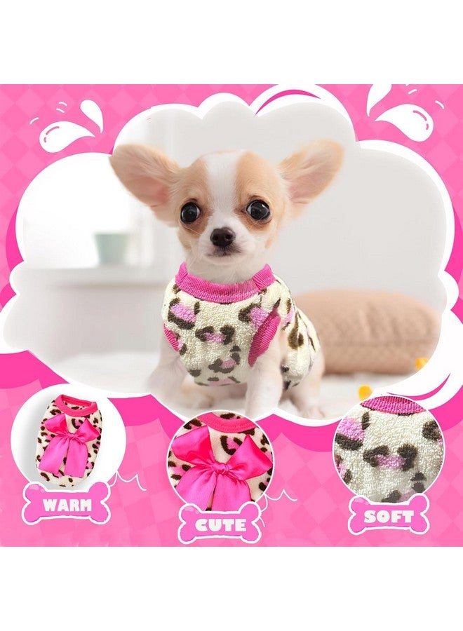 مجموعة من قطعتين من سترات الكلاب الصغيرة من الصوف بتصميم شيواوا، مقاس XXS~S، ملابس كلاب يوركشاير تيرير صغيرة الحجم، سترات شتوية دافئة للجراء، مناسبة للأولاد والبنات والجراء الصغيرة، مناسبة للسلالات الصغيرة جدًا (وردي + أحمر، صغير) - Image 2