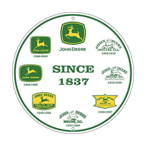 John Deere History of Logos Round Sign 12", WHite - Image 4