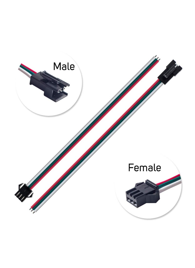 BTF-LIGHTING BTF-LIGHTING 20 Pairs JST SM 3 Pin Connectors for WS2812B WS2811 WS2812 WS2814 SK6812 FOCB CCT LED Strip Female Male 15cm 22awg Wire  - Image 5