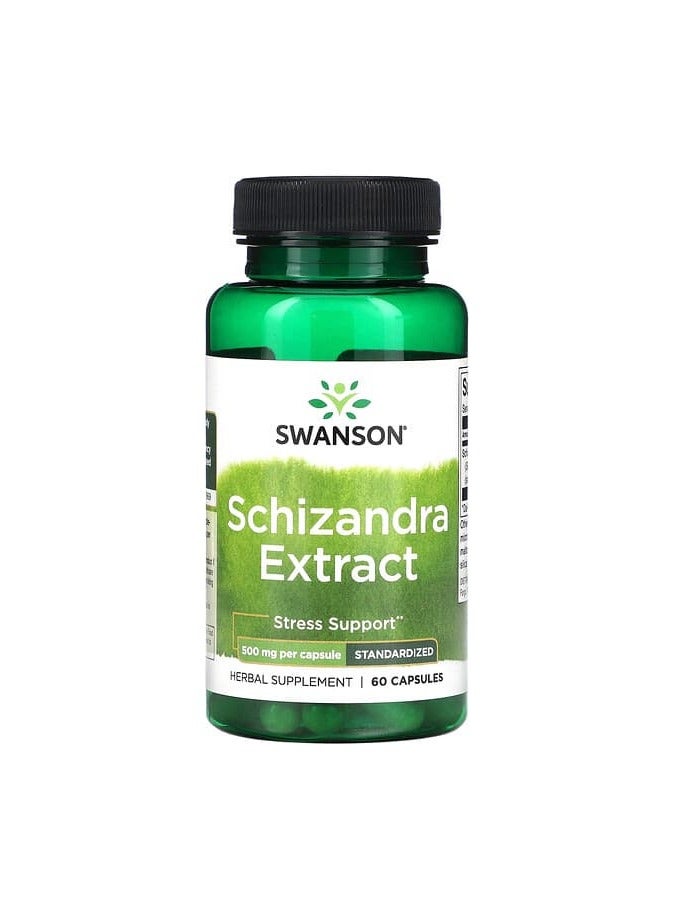 SWANSON Schizandra Extract, Standardized, 500 mg, 60 Capsules