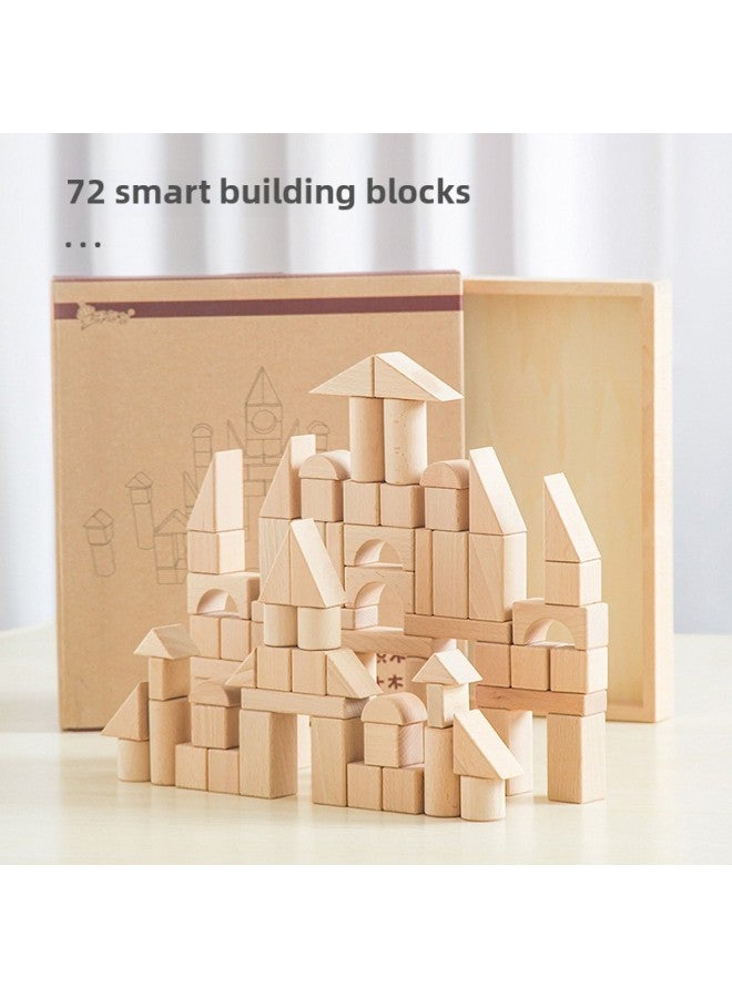 Loquat Log Large Particles Building Blocks Prince Mother Early Education Educational Kindergarten Digital Early Education Toys Solid Wood Building Blocks-Color:86 Classic Building Blocks - Image 2