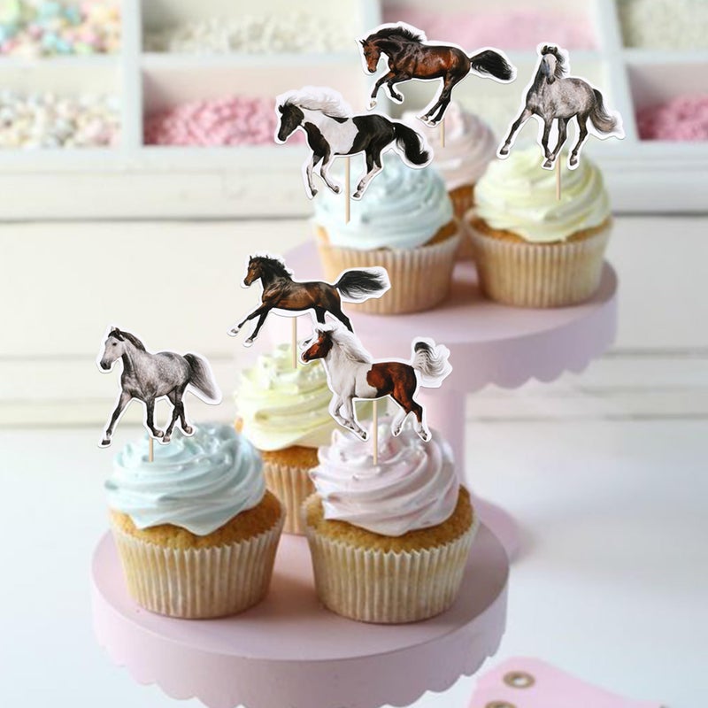 Rsstarxi 36 Pack Horse Cupcake Toppers Animal Horse Cake Decoratons Assembled Horse Racing Cupcake Picks for Equestrian Themed Baby Shower Birthday Party Decorations - Image 5
