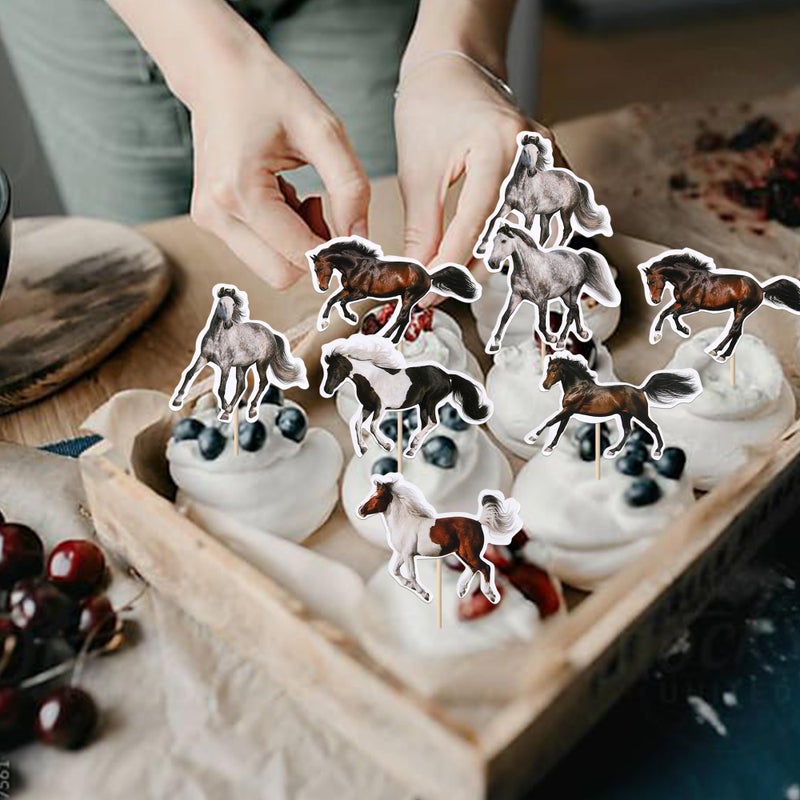 Rsstarxi 36 Pack Horse Cupcake Toppers Animal Horse Cake Decoratons Assembled Horse Racing Cupcake Picks for Equestrian Themed Baby Shower Birthday Party Decorations - Image 4