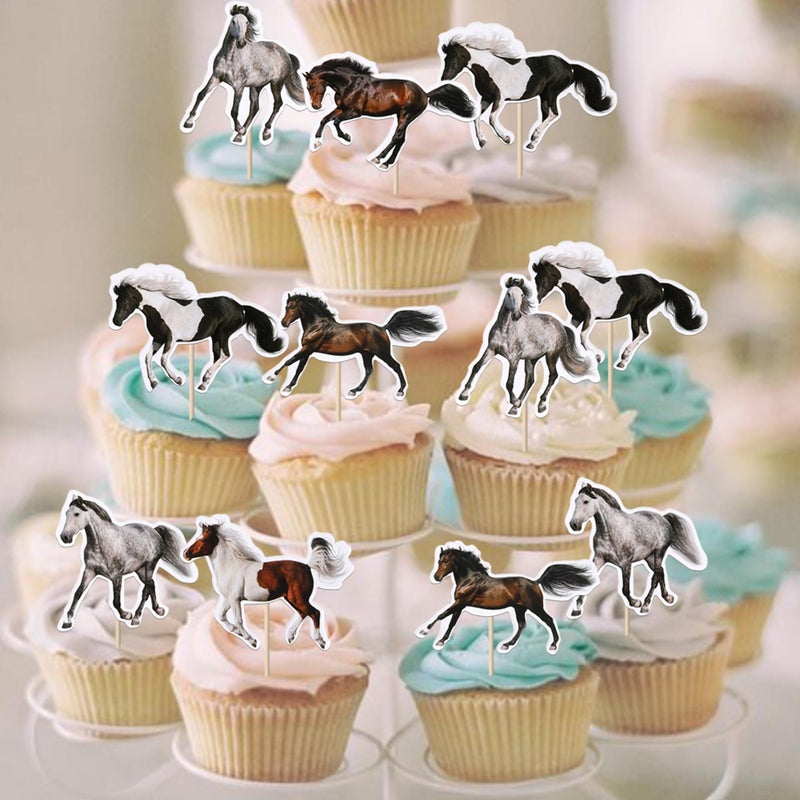 Rsstarxi 36 Pack Horse Cupcake Toppers Animal Horse Cake Decoratons Assembled Horse Racing Cupcake Picks for Equestrian Themed Baby Shower Birthday Party Decorations - Image 3