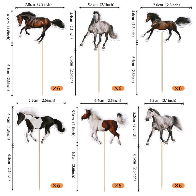 Rsstarxi 36 Pack Horse Cupcake Toppers Animal Horse Cake Decoratons Assembled Horse Racing Cupcake Picks for Equestrian Themed Baby Shower Birthday Party Decorations - Image 2