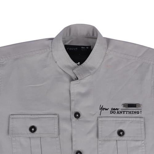 CAVIO Boys Regular Fit Casual Cotton Shirt and T-Shirt Grey - Image 3
