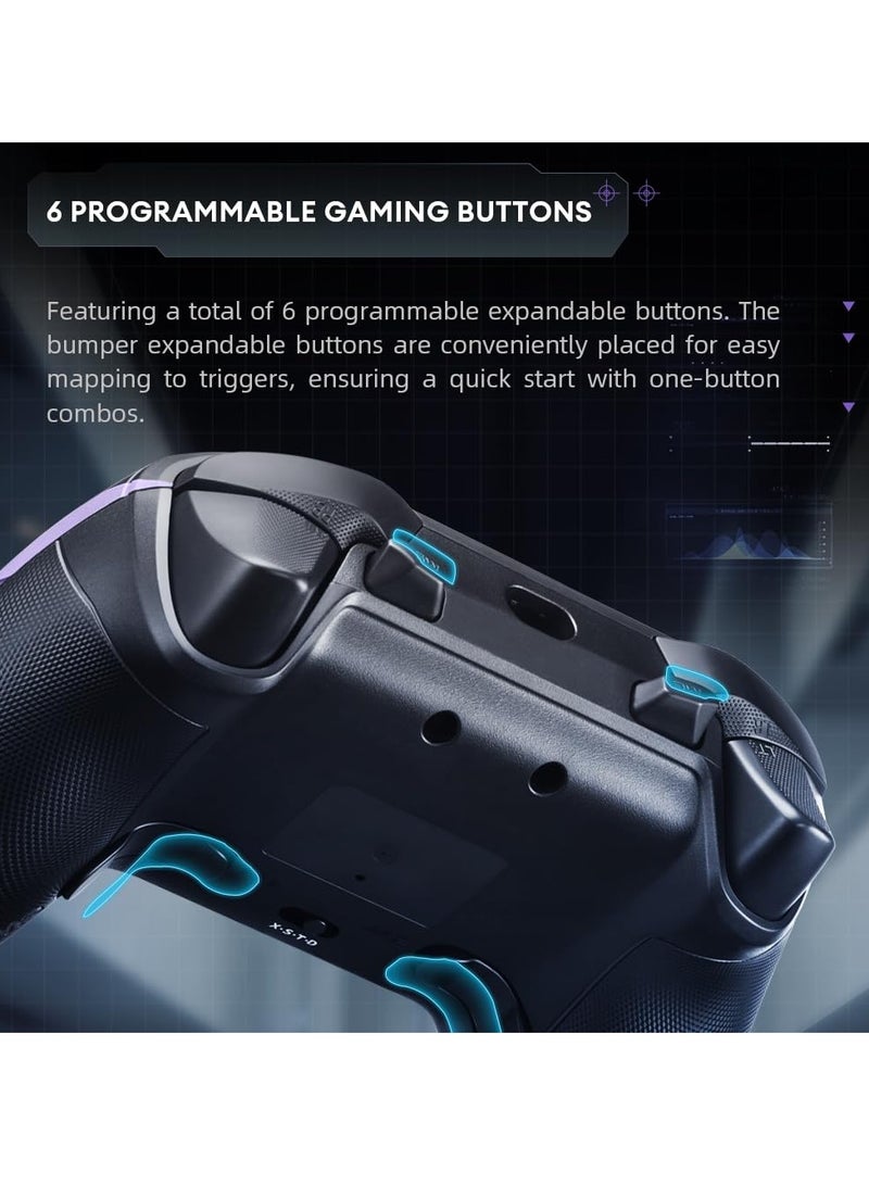 SOLARAE G50S 1000HZ Wireless PC Controller for Windows PC,Switch,IOS&Android,6 Programmable Buttons,PC Game Controller with Hall Effect Joysticks&Triggers/Gyroscope - Image 5