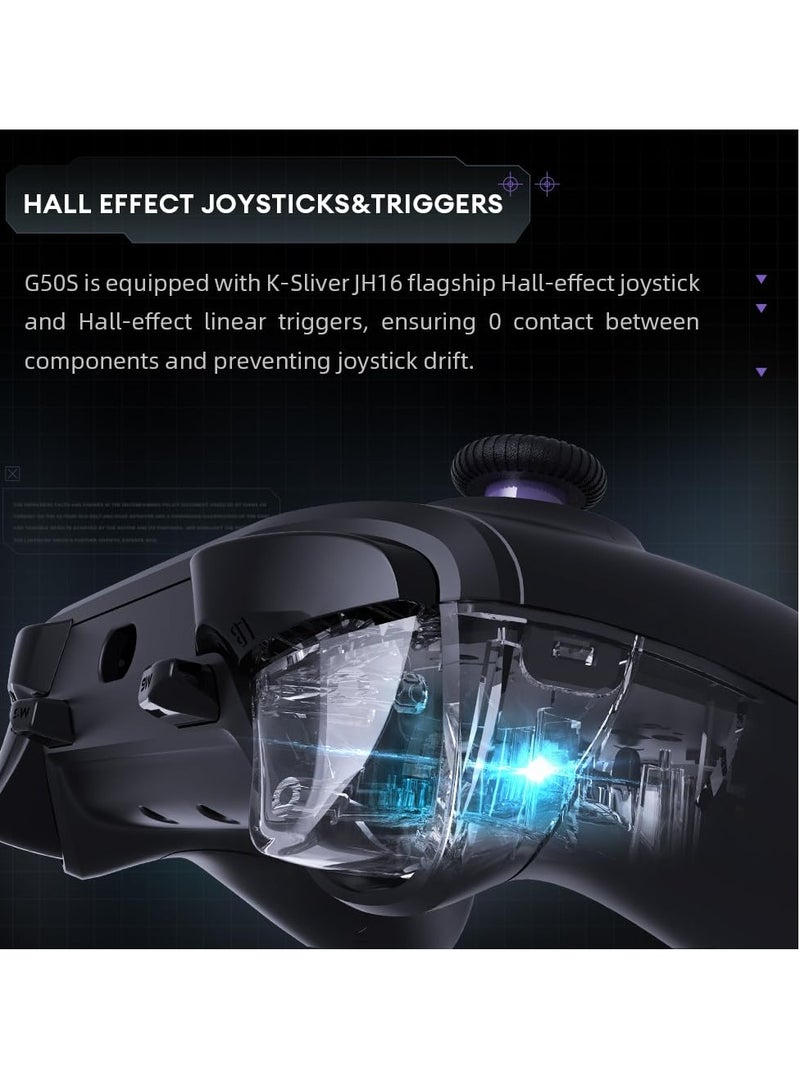 SOLARAE G50S 1000HZ Wireless PC Controller for Windows PC,Switch,IOS&Android,6 Programmable Buttons,PC Game Controller with Hall Effect Joysticks&Triggers/Gyroscope - Image 2