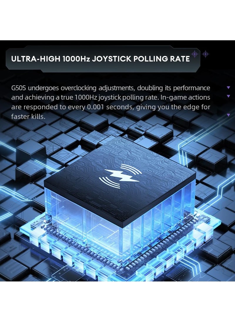 SOLARAE G50S 1000HZ Wireless PC Controller for Windows PC,Switch,IOS&Android,6 Programmable Buttons,PC Game Controller with Hall Effect Joysticks&Triggers/Gyroscope - Image 4