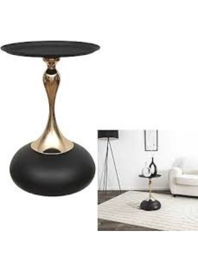 Round End Tables,Small Metal Side Table,Modern Decorative Pedestal Table for Living Room Bedroom(Black) - Image 3