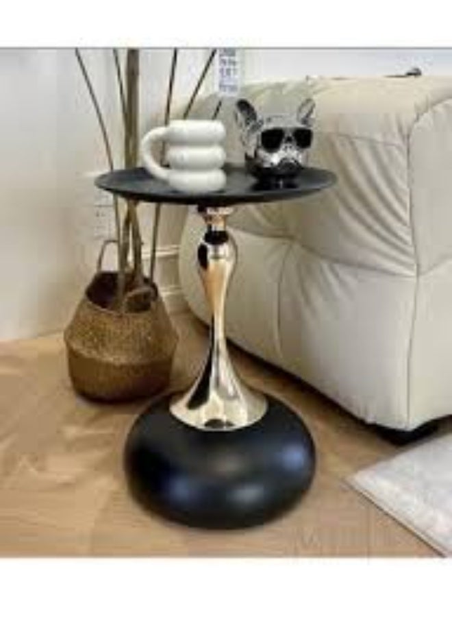 Round End Tables,Small Metal Side Table,Modern Decorative Pedestal Table for Living Room Bedroom(Black) - Image 2