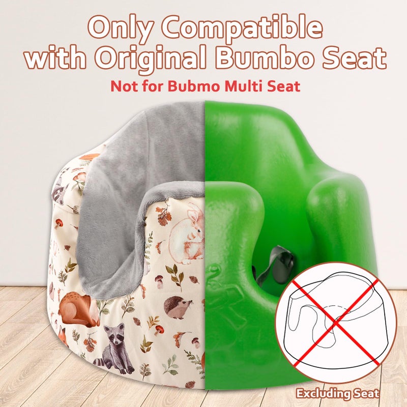 Jundetye Baby Seat Cover Compatible with Bumbo Seat, Soft Comfortable Seat Cover for Baby Girl Boy, Breathable Removable Cover for Baby Seat, Machine Washable, Watercolor Animal - Image 2