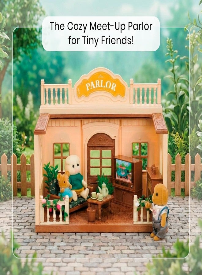 OLEOCA Family Parlor Doll House - Cozy Living Room Cabin with Bunny Figure, Sofa & Furniture, Modular Pretend Play Set for Kids Ages 3+ - Image 4