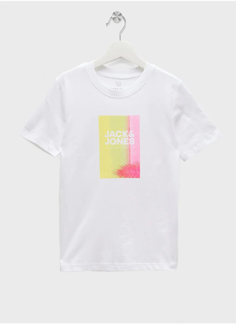 جاك وجونز جونيور Kids Graphic Logo Crew Neck T-Shirt