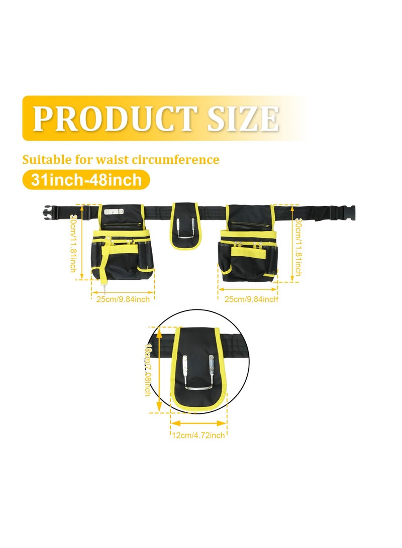 Tool Belt Tool Pouch, Oxford Cloth Heavy Duty Tool Bag with 26 Pockets, Adjustable Tool Pouch Bag, Detachable Tool Belt Multifunction Tool Bag for Carpenter Electrician Woodworker Dad Gift - Image 2