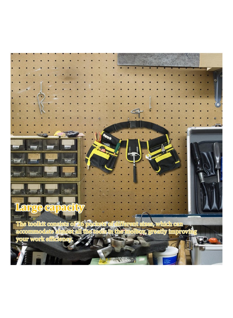 Tool Belt Tool Pouch, Oxford Cloth Heavy Duty Tool Bag with 26 Pockets, Adjustable Tool Pouch Bag, Detachable Tool Belt Multifunction Tool Bag for Carpenter Electrician Woodworker Dad Gift - Image 5