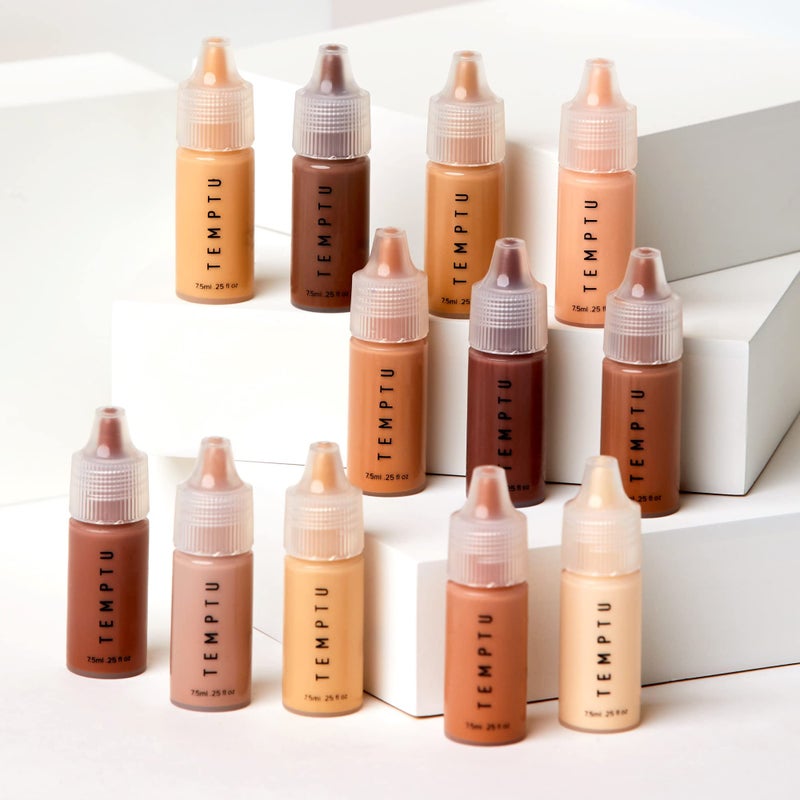 TEMPTU S/B Silicone-Based Airbrush Foundation: Professional Long-Wear Liquid Makeup, Sheer To Full Coverage For A Hydrated, Healthy-Looking Glow & Luminous, Dewy Finish On All Skin Types, 12 Bottles: Starter Set, 0.25 Fl Oz - Image 4