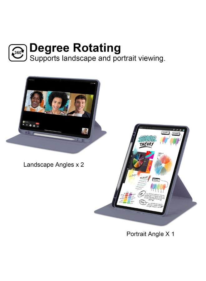 for iPad mini (2024/2021) 7th/6th 8.3-Inch  Case Cover, Tablet Protective Case With Pen Slot, Acrylic 360 ° Rotating Design, Automatic Wake-up/sleep, Soft Leather,Purple - Image 2