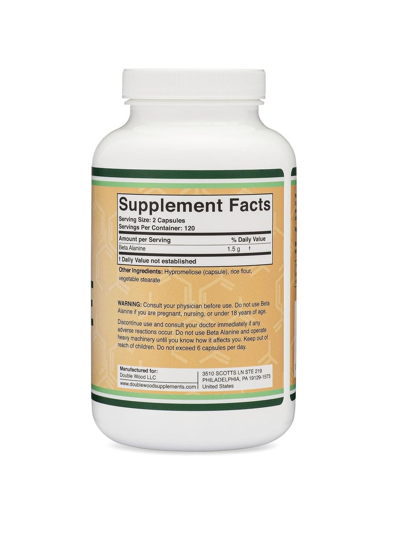 Beta Alanine Muscle Fatigue and Endurance Supplements 1500 mg 240 capsules