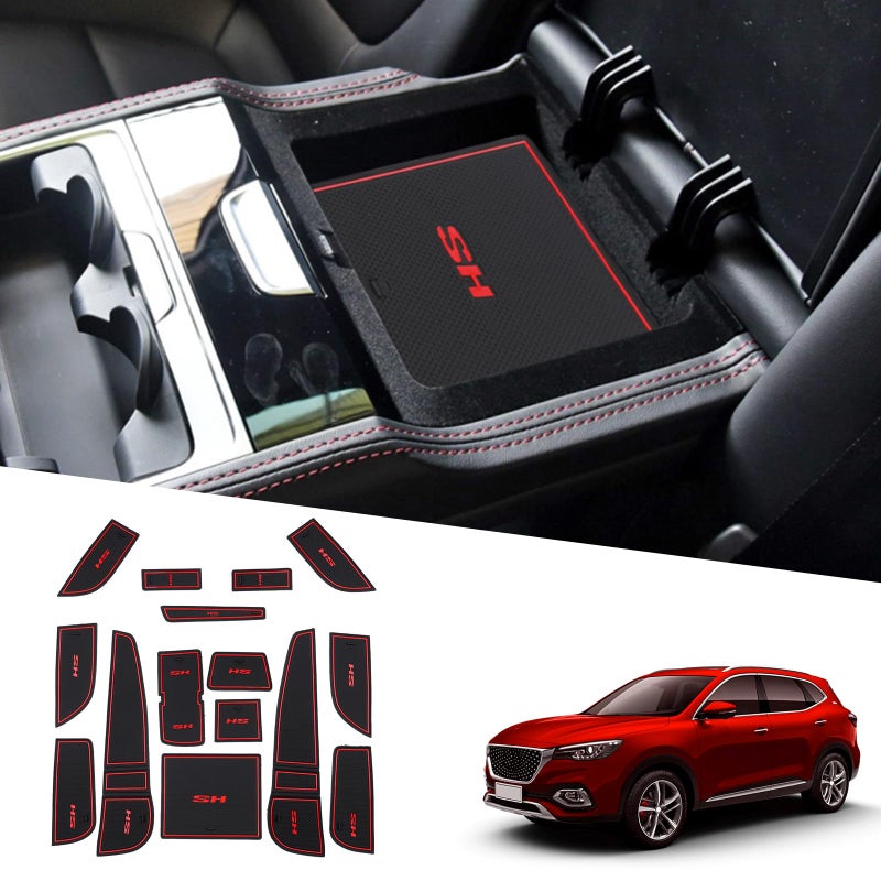 RUIYA Ruiya Compatible with MG HS/EHS EV/HS Plug-in Hybrid 2018-2024 Car Rubber Mats, Car Mats Door Slot Mat Car Armrest Drink Holder Mat Centre Console Non-Slip Mats Rubber Mats MG HS Accessories - Image 1