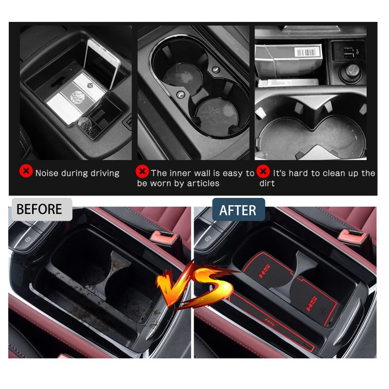 RUIYA Ruiya Compatible with MG HS/EHS EV/HS Plug-in Hybrid 2018-2024 Car Rubber Mats, Car Mats Door Slot Mat Car Armrest Drink Holder Mat Centre Console Non-Slip Mats Rubber Mats MG HS Accessories - Image 2