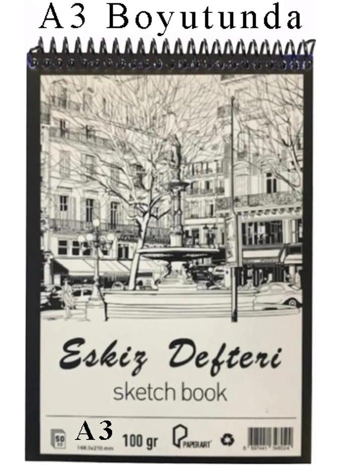 Artlantis - Sketchbook A3 Spiral 50 Sheets 1 Piece 100 gr 297X420 mm Sketchbook Top Opening Ezkiz Notebook - Image 1