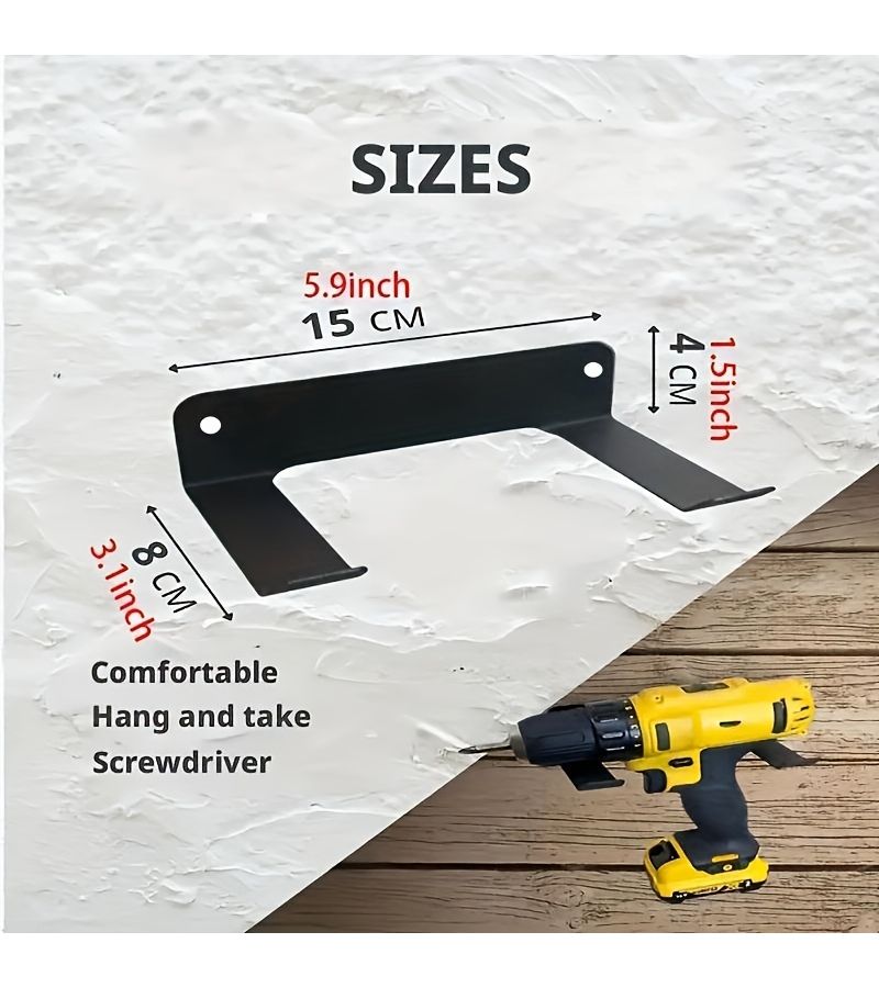 Black Heavy Duty Metal Wall Mounted Drill Stand with Anti Slip Rack Garage Use - Image 1