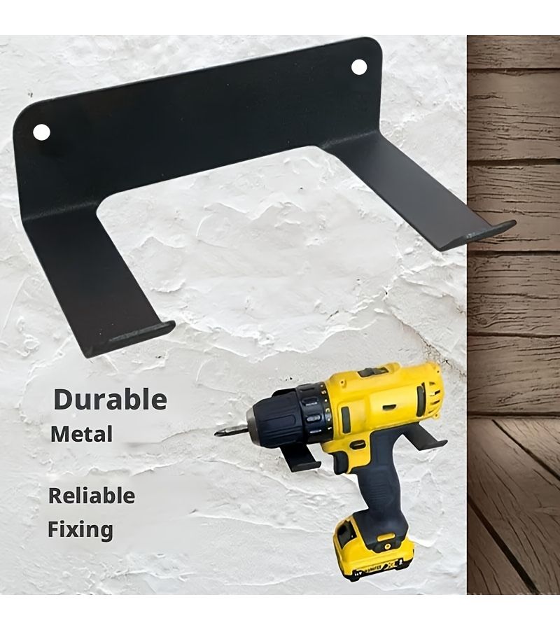 Black Heavy Duty Metal Wall Mounted Drill Stand with Anti Slip Rack Garage Use - Image 2