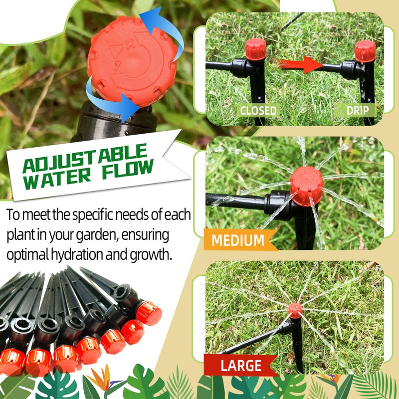 Spalolen 30PCS Push-to-Fit Drip Irrigation Emitters for 1/4 inch Irrigation Tubing, Adjustable 360 Degree Drip Emitter Sprayer with Stake, Irrigation Dripper Sprinklers for Drip Irrigation System - Image 5