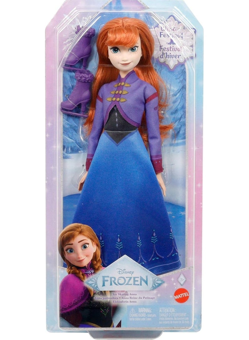 Disney Frozen Anna Ice Skater Fashion Doll with Removable Dress, Ice Skates & Accessories Inspired by Frozen: Winterfest - Image 2