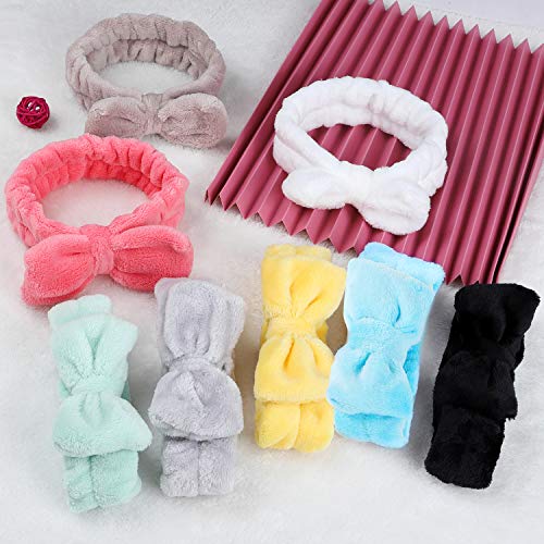Hishexin 8 Pack Spa Headbands for Women, Soft Bow Skincare Headband for Washing Face, Skincare, Salon & Makeup, Bulk Spa Party Favors, Ideal Christmas Gifts or Stocking Stuffers for Teen Girls - Image 5