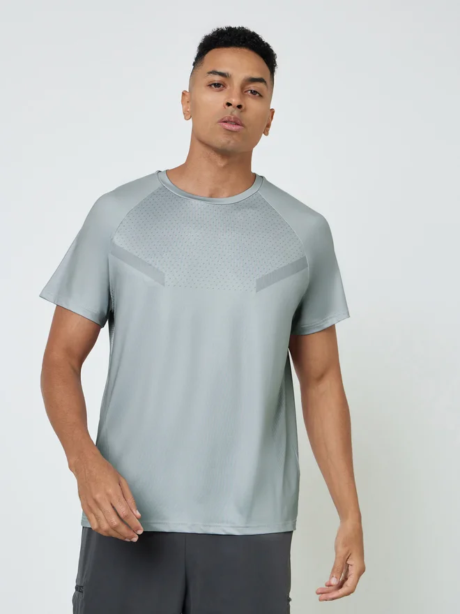 Styli Active grey Styli Men Raglan Sleeve Training T-Shirt for Men | Best Price UAE