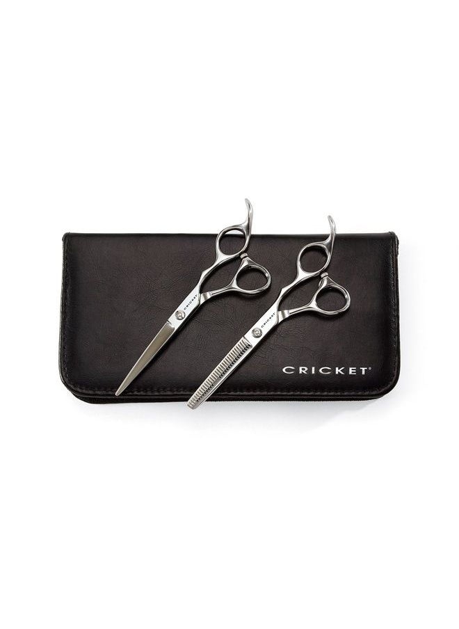 Cricket Shear Advantage Duo Professional Stylist 5.75" & 32T Stainless Steel Hair Cutting Scissors and Hair Thinning Shears Set, Value Set with Case and Accessories  - Image 1