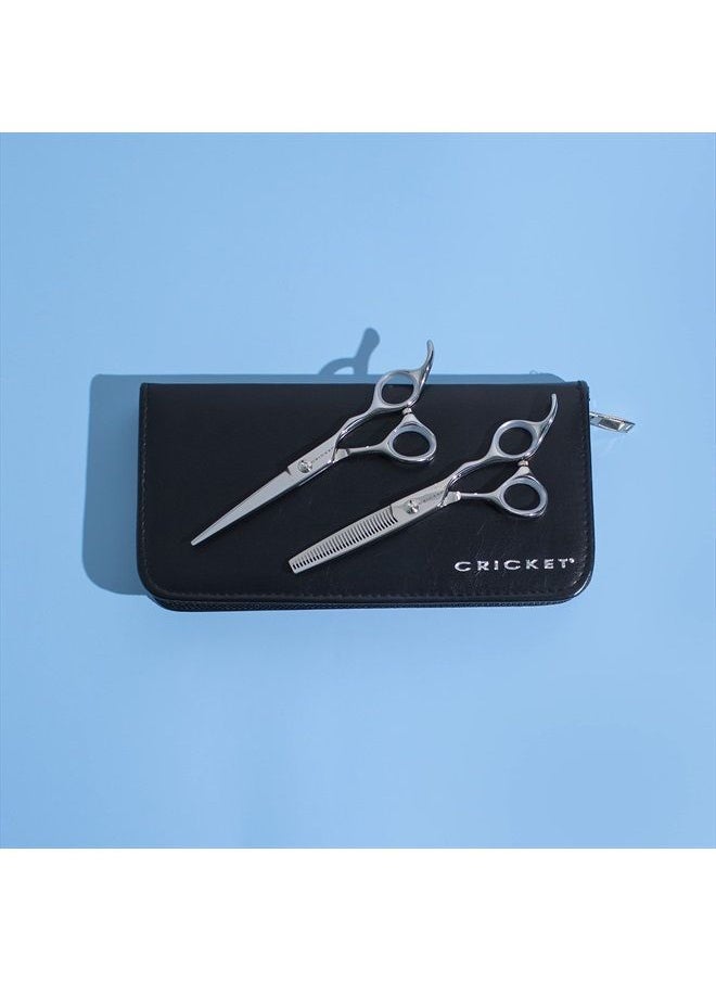 Cricket Shear Advantage Duo Professional Stylist 5.75" & 32T Stainless Steel Hair Cutting Scissors and Hair Thinning Shears Set, Value Set with Case and Accessories  - Image 3