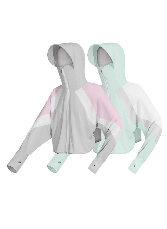 Generic UV Protection Clothing, 2 Pcs Sun Protection Hoodie Jacket, Full Zip Clothing for Women Fit Size S-XL - Image 1