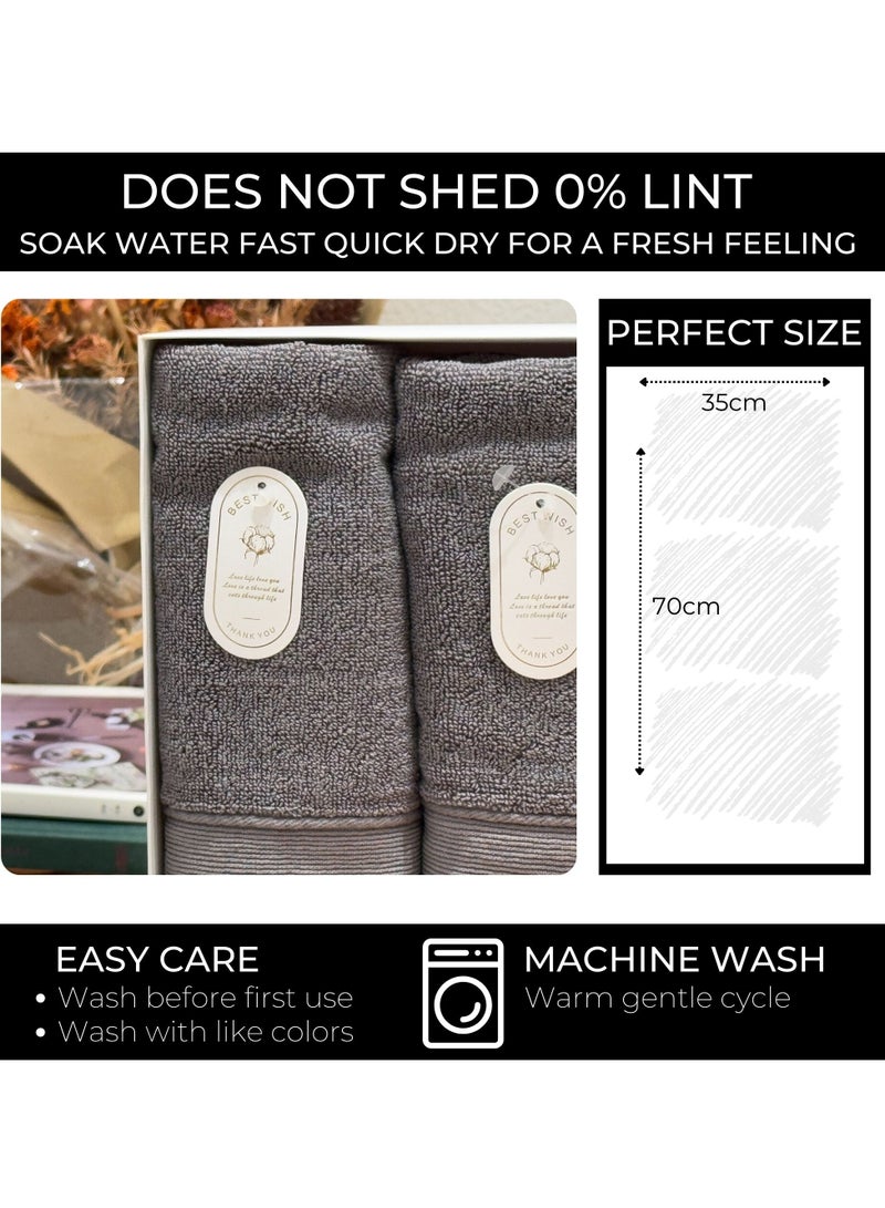 AAMSRAK طقم فاخر من 4 مناشف يد 35 سم × 70 سم، قطن فائق السماكة، ناعم للغاية وذو قدرة امتصاص عالية للمناشف للاستخدام في الحمام، الدش، المنزل، مناشف بجودة الفنادق الفاخرة والسبا (رمادي غامق) - Image 4