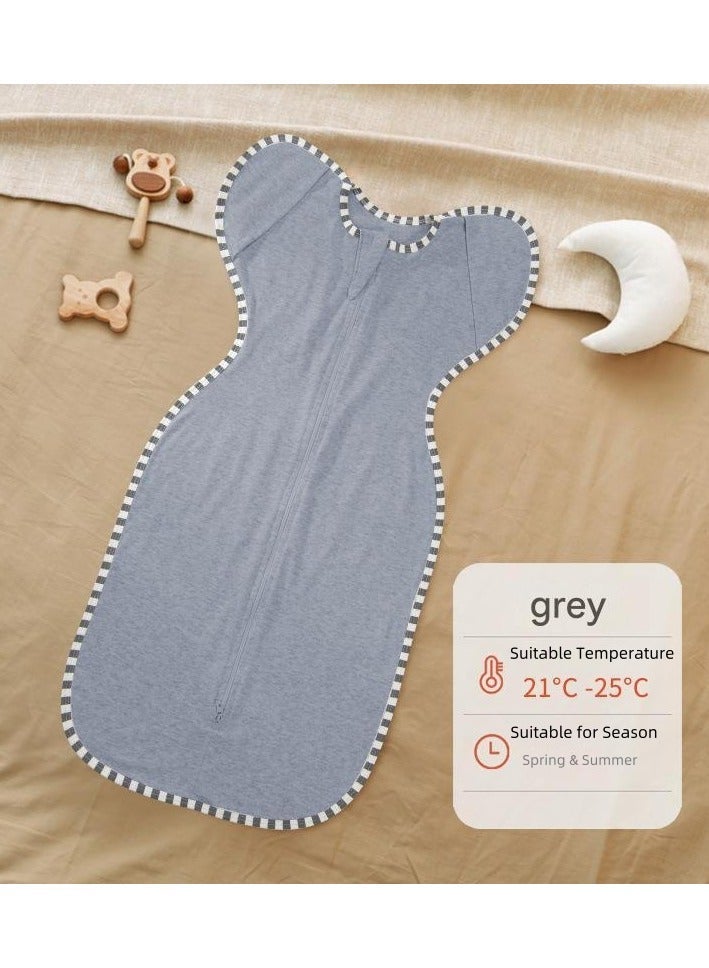 joybuy Baby Swaddle Wrap Size S BABY Sleep Sack, Baby Sleeping Bag With Arms, Newborn Swaddle Blanket Wrap 2 Way Zipper Unise, Suitable For 3-9 Months Baby (Grey) - Image 4