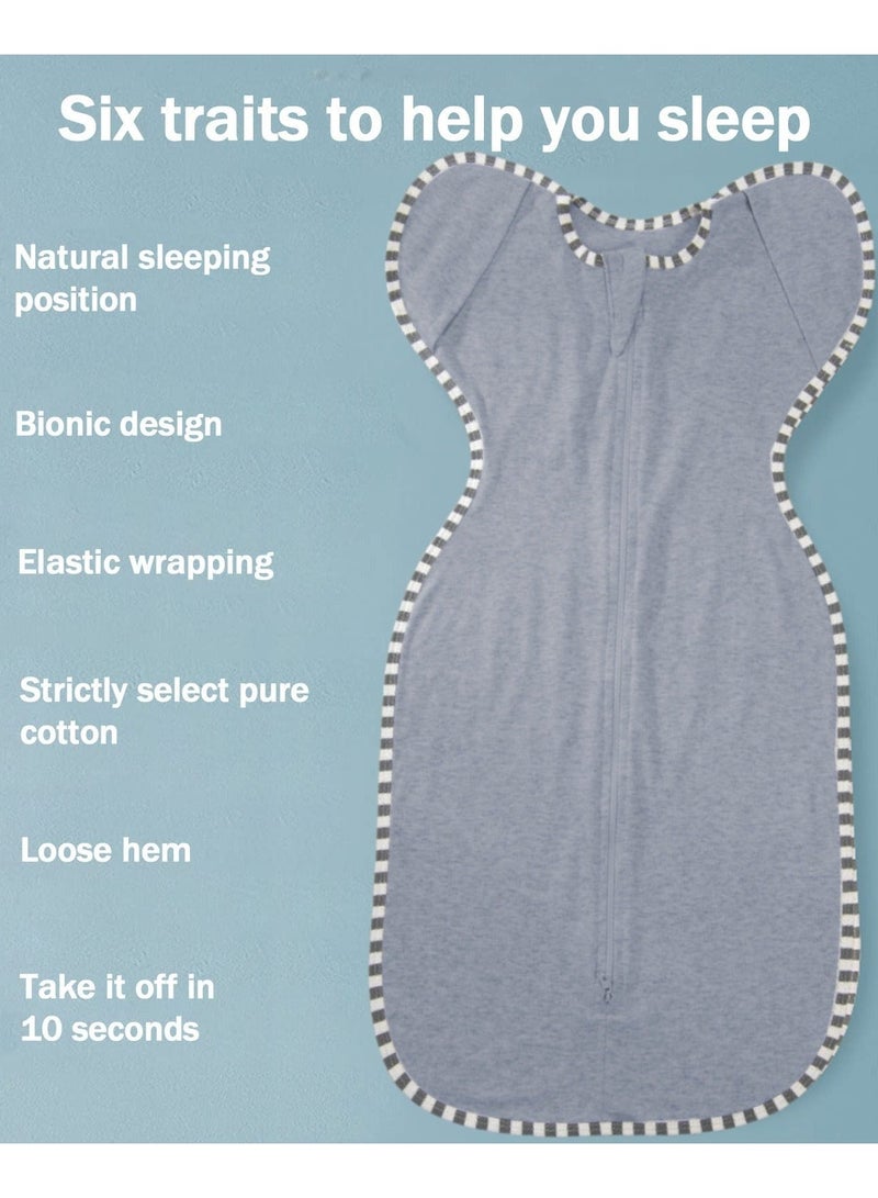 joybuy Baby Swaddle Wrap Size S BABY Sleep Sack, Baby Sleeping Bag With Arms, Newborn Swaddle Blanket Wrap 2 Way Zipper Unise, Suitable For 3-9 Months Baby (Grey) - Image 5