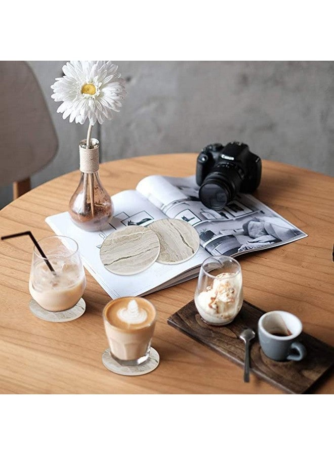 Kitwe Drink Coasters with Holder for Coffee Table, Absorbent Coaster Sets of 6, Marble Style Ceramic Coaster for Wooden Table, Suitable for Kinds of Cups, Home Decor, 4 Inches - Image 2