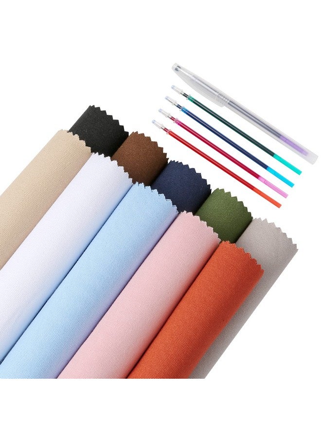 Caydo 10 Pieces Embroidery Fabric, Including 10 Colors Embroidery Cotton Fabric, 5 Colors Water-Soluble Pens, 7.9 By 7.9 Inch - Image 1